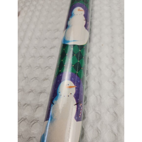 NOS VINTAGE CHRISTMAS Snowman WRAPPING PAPER ROLL 40 Sq Feet - Picture 1 of 4